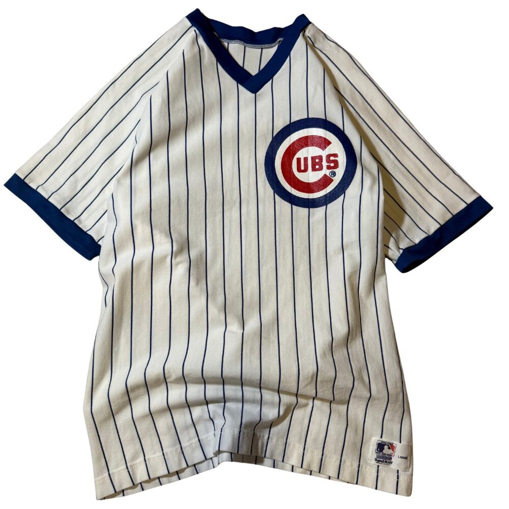 Vintage Chicago Cubs Pinstripe Baseball Jersey – MLB Sand-Knit